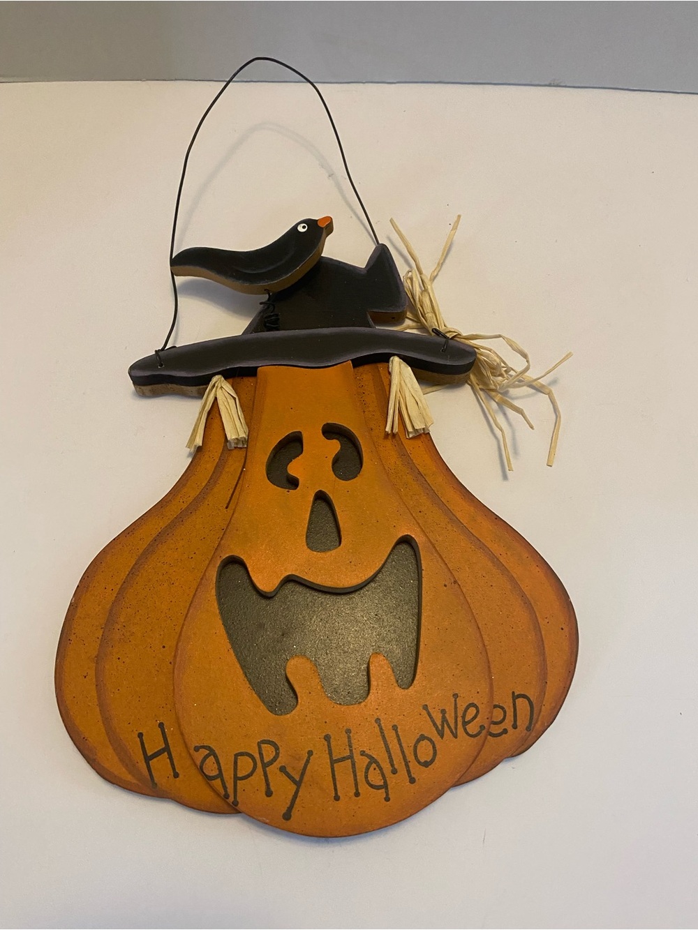 Vintage Wooden Halloween Pumpkin Wall Hanging,Jack O Lantern Holiday Decor